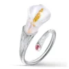 Fashion calla lily flower 925 silver ring rhinestone ring for lady