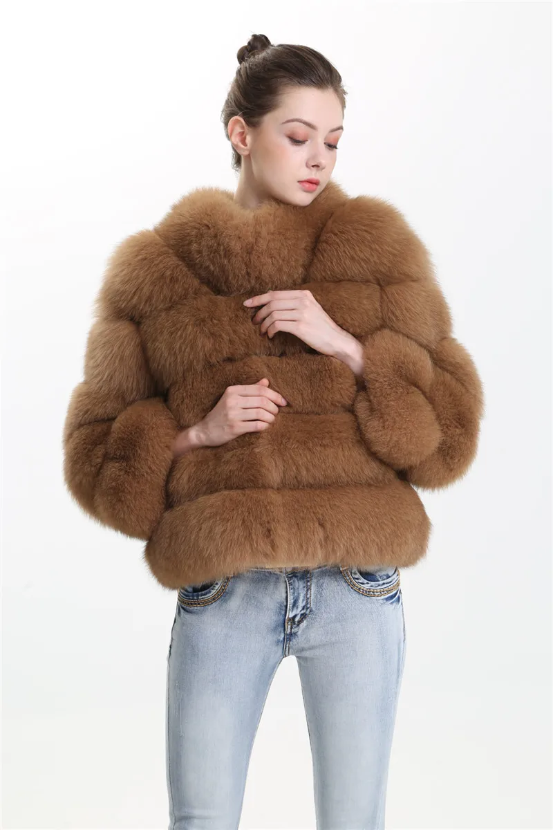 European Fashion Natural Fox Fur Jacket Coat Custom Women Outerwear Mantle Warm Wholesale Ladies 5751