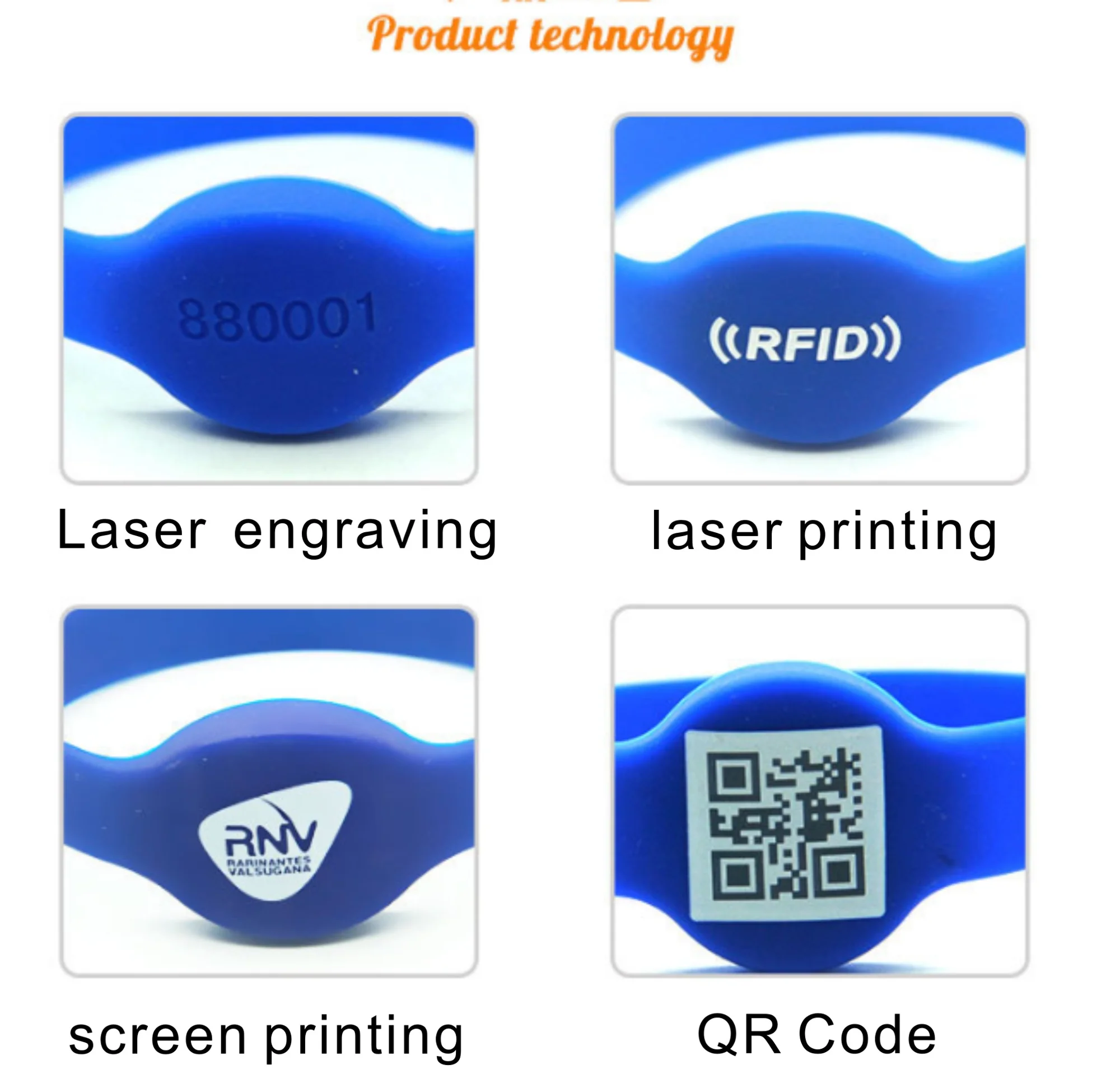 Logo Laser Printed TK4100 Silicone RFID Wristband