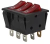 red on/off rocker switch with lamp three buttons rocker switch