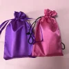 select your own color lashes packaging bag drawstring satin bag with logo printed