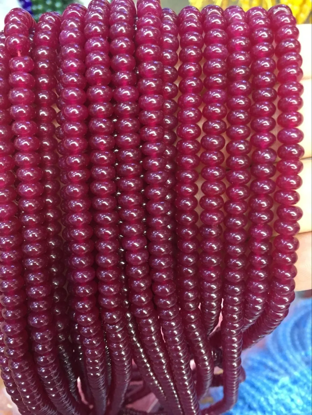 Wholesale Loose Ruby Gemstone Beads 5*8mm Flat Round Rondelle Shape