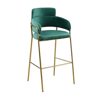 Modern Luxury Green Velvet High Bar Stool Kitchen Counter Modern Luxury Green Velvet High Bar