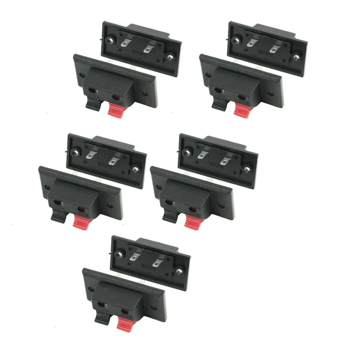 GFORTUN 10 Pack Push in Type Right Angel Stereo Speaker Terminal Strip Board Connector 2 Positions for Speaker Parts