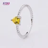korean style rhodium plated yellow zircon ring