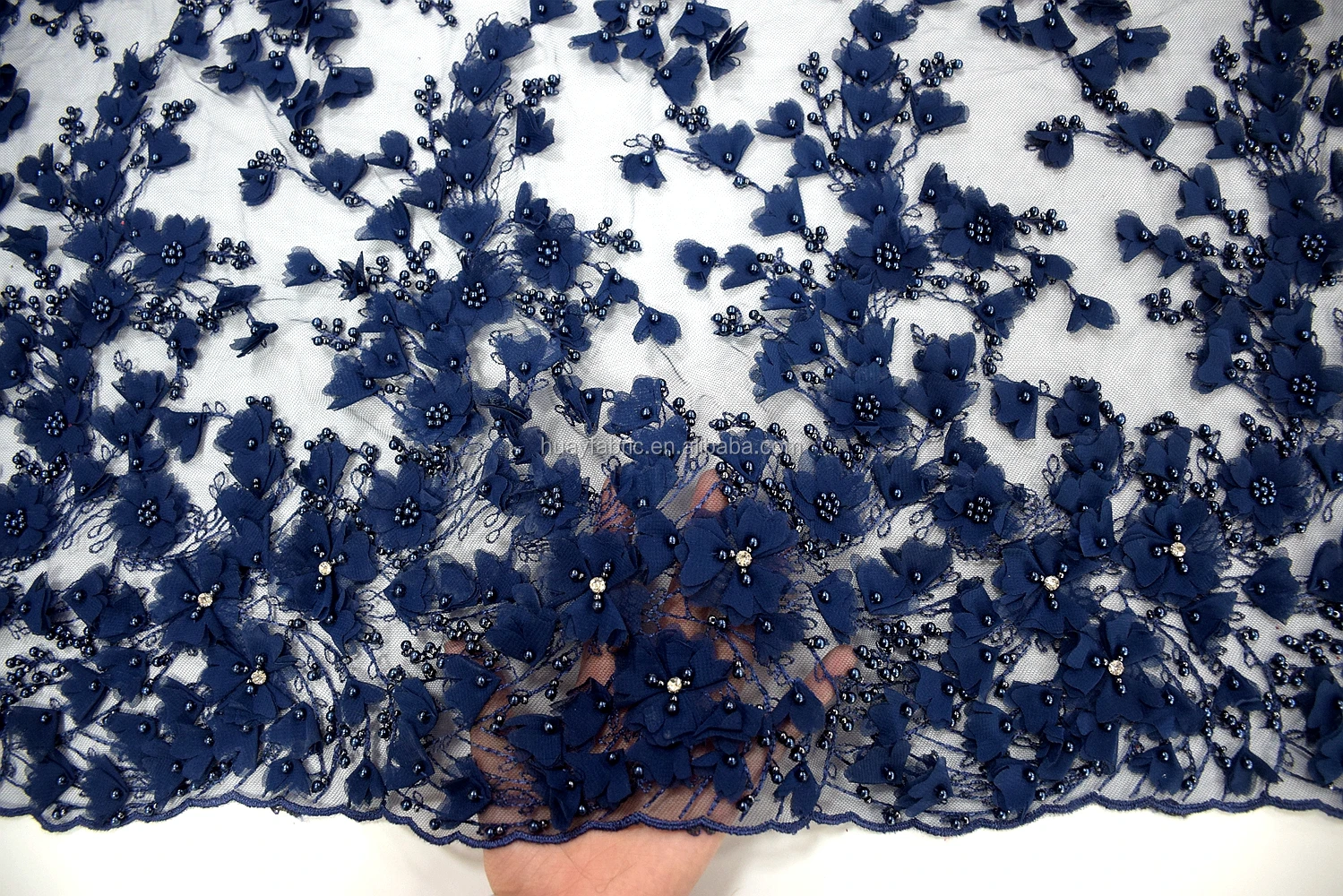 Navy blue lace sale material