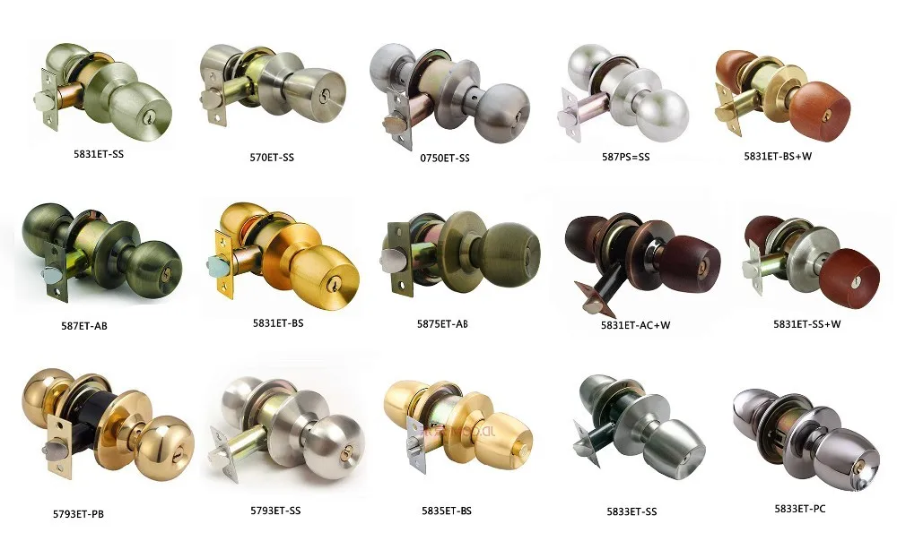 Mechanical Door Handle Lock Tubular Structure Keyed Entrance Privacy