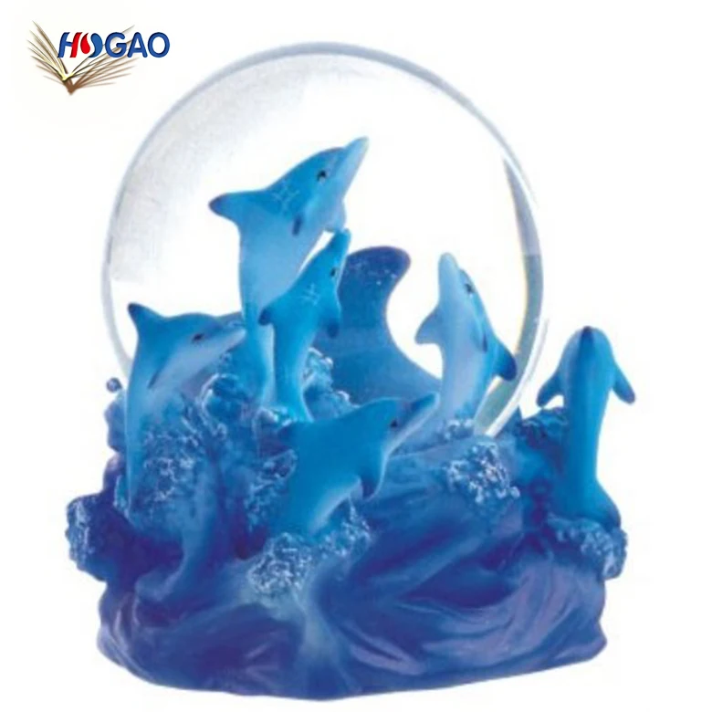 Ocean Wave Water Globe Animal Decor Collectible Family Dancing LED Dolphin Snow Globe