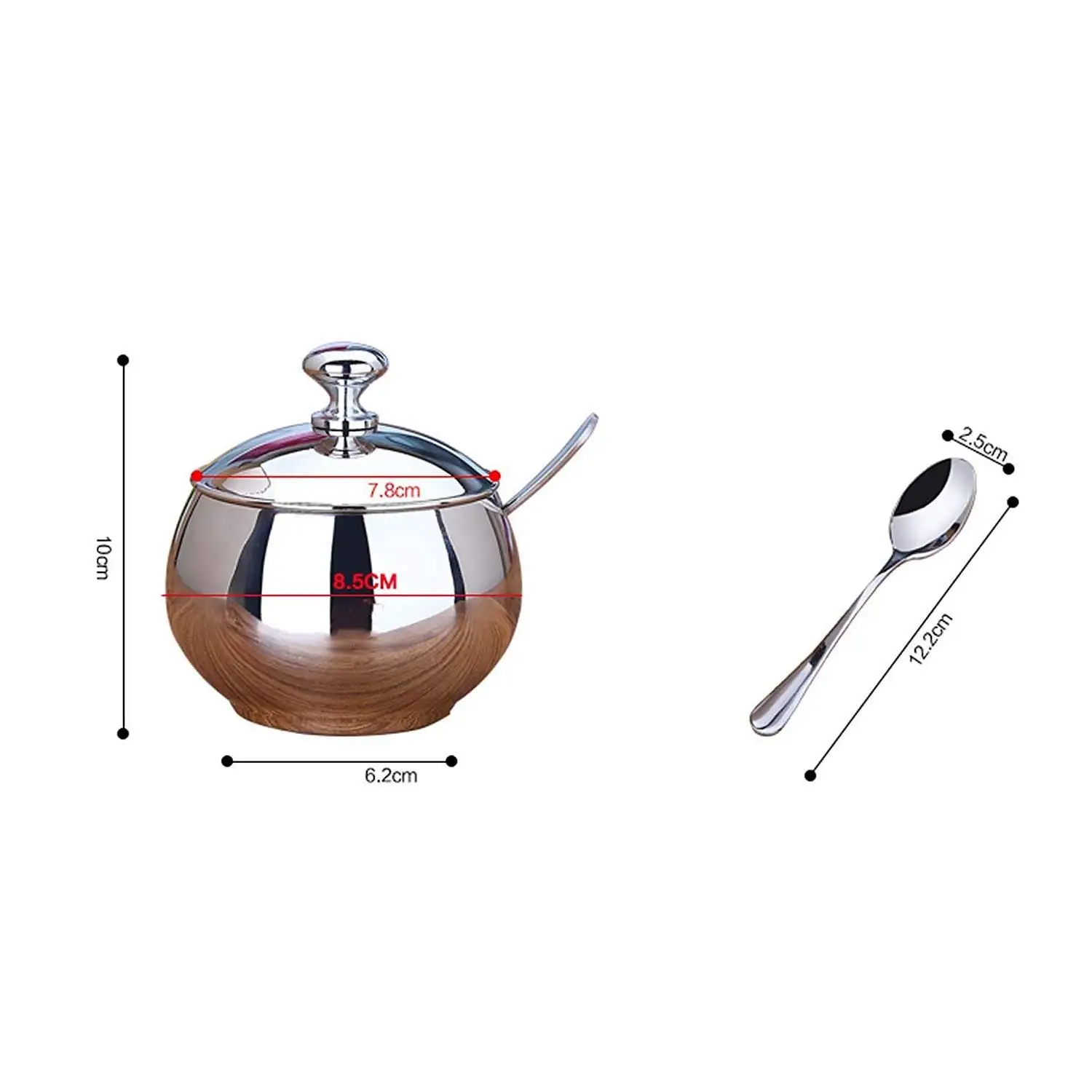 HLL Seasoning Bottle 304 Stainless Steel Seasoning Cans, European Seasoning Box Set, Glass Sugar Cans, Home Seasoning Pot Sets, Kitchen Utensils 1 Assembly
