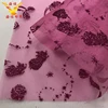 Pink fashion crown and flower print embroidered glitter tulle lace fabric for party wear