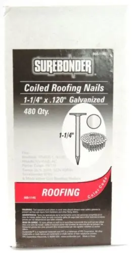 Surebonder, 900-114G 1-1/4" Galvanized Roofing Nails - 4 coil pack