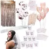 Umiss, Rose Gold Pink Bachelorette Party Supplies Decorations Kit, Balloons, Backdrop, Cups, Straws, Tattoos, Sash, and Veil