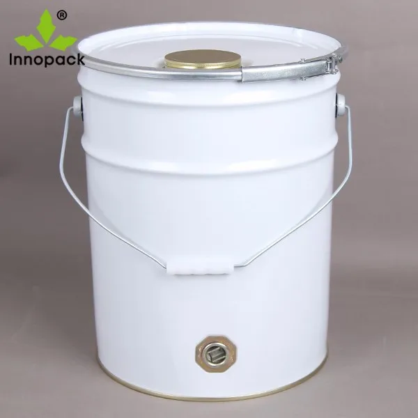 5 Gallon White Coating Round Paint Bucket,Tin Pails 20l Steel Drum With