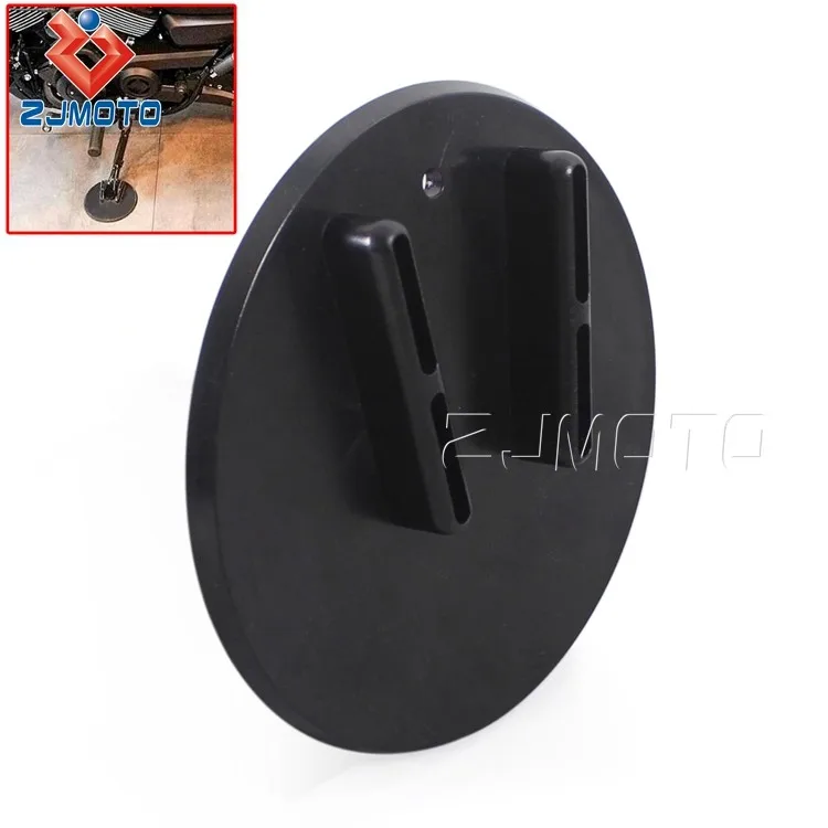 Universal Black Motorcycle Kickstand Pad Puck For Harley Honda Kawasaki