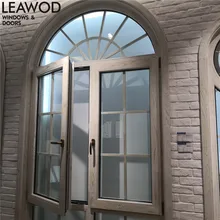 KN75 алюминий одетый древесины изолированные панели современный гриль дизайн распашное окно для вилла