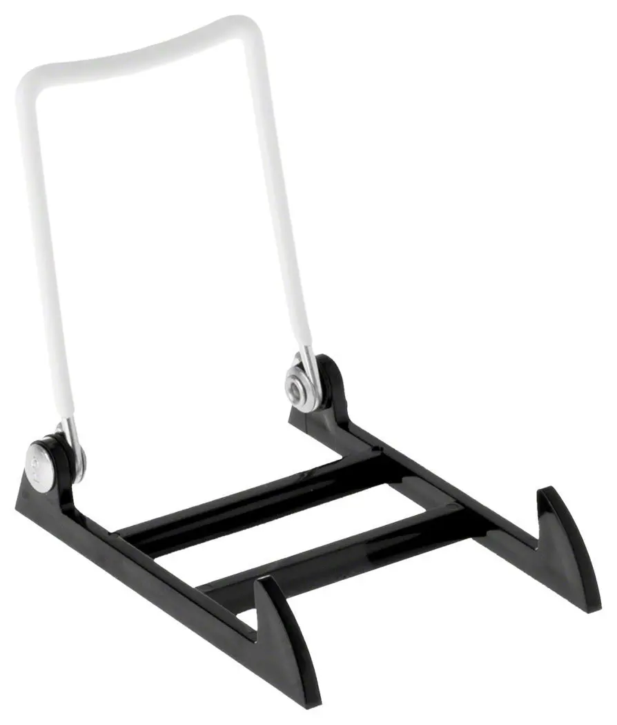 12 Gibson Holders 1PLBW Adjustable Wire & Acrylic Easels-2.75" W x 3.5" H with 3" ledge, White/Black