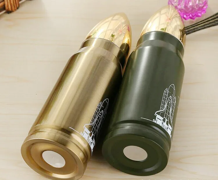 Creative Design Rocket Shape Bullet Thermos Bottle Stainless Steel