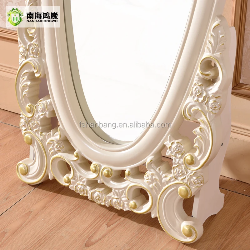 Decorativo Blanco Plata Oval Madera Francés Europeo Clásico Barroco