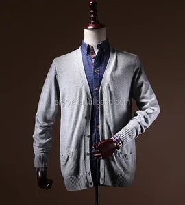 100%cotton basic men's v neck cardigan knitwear 100%cotton basic men's v neck cardigan knitwear