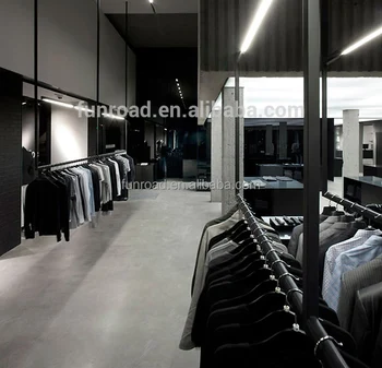Famous Brand Men S Suit Retail Shop Design With Wooden Black Display Cabinet Buy Clothing Retail Shop Wooden Cabinet Metal Hanging Rack For Clothes