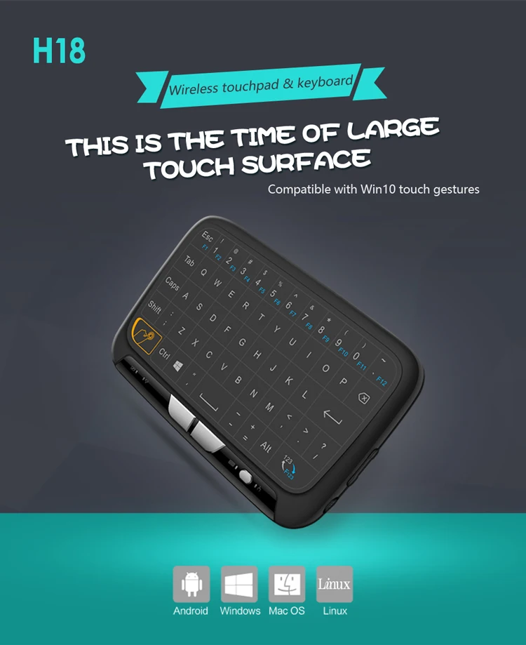 New Mini H18 Wireless Keyboard 2.4g Portable Keyboard With Touchpad Mouse For Windows Android