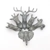 Roogo multifunctional polyresin smoky gray vintage animal head wall hooks for board