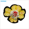 Hot new products custom bright yellow fancy flower embroidery patch