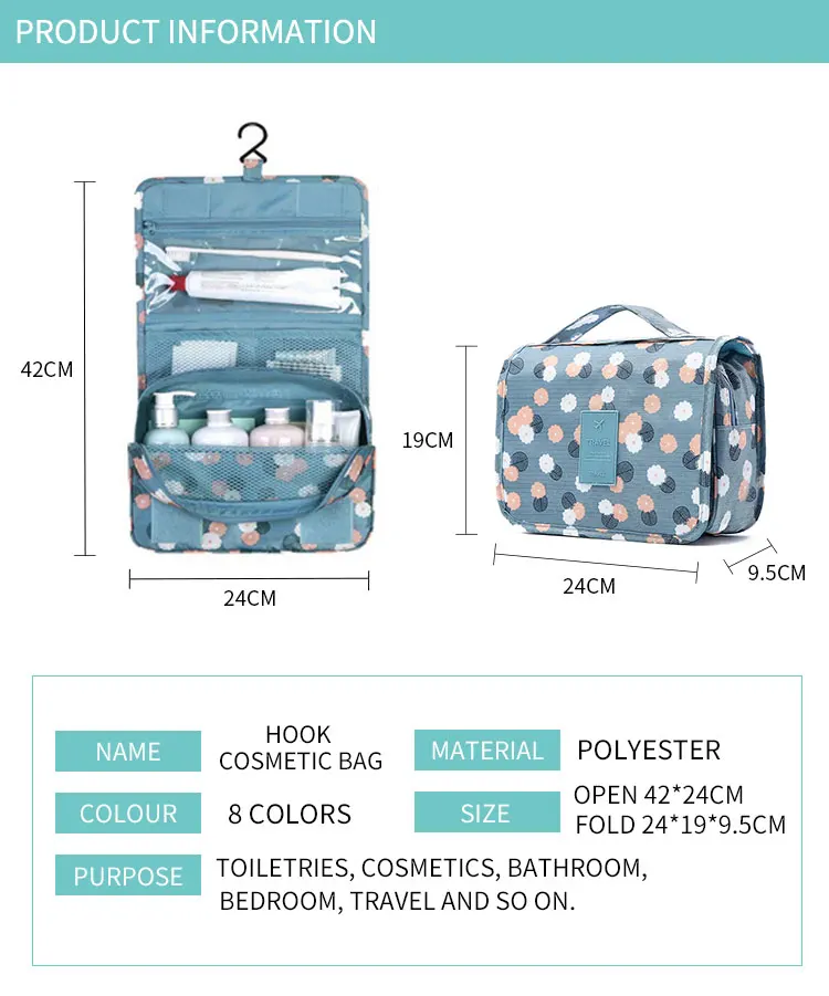 New fashion waterproof cute hanging cosmetic bag wholesale custom promotional folding travel toiletry bag
