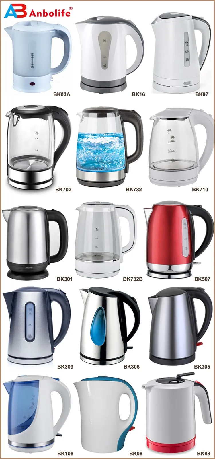 novel thermostat home hotel 500ml mini 1.7 2L foldable silicone glass tea water kettle with line stainless steel electric kettle