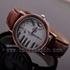 Unique design piano and musical note vintage antique quartz leather watch