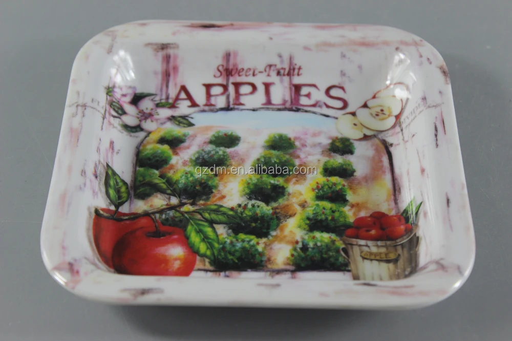 Apple Print Melamine Square Trays/Square Melamine Plates
