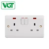 UK 13A Double Switch Socket with Neon Electrical wall switch and socket