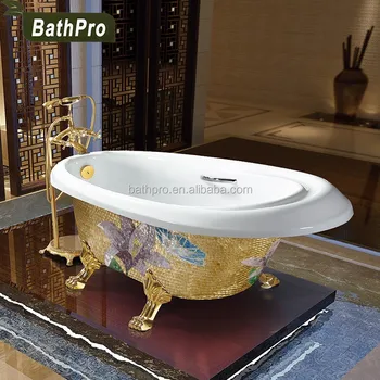 India Elegant Gold Color Freestanding Claw Foot Tub Bathroom Freestanding Claw Foot Tub Bathroom