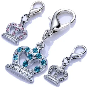 Pink Blue White Color Pet Dog Tags Rhinestone Collar Charm Lobster Clasp Jewelry Accessories Necklace Pendants Pet Supplies