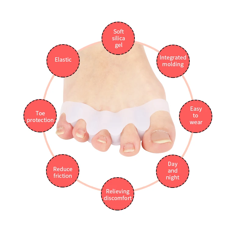 SEBS Durable Five-Hole Toe Separators for Men and Women Bunions Corrector and Toes Restorer Arch Supports