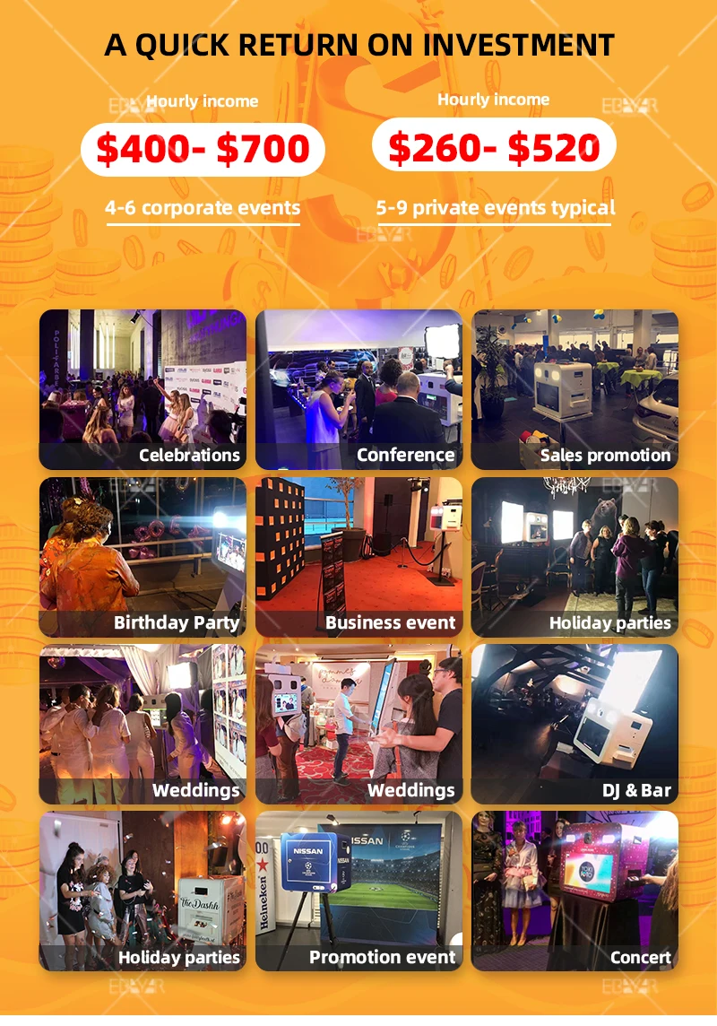 Amazing portable robot photo booth shell take photo with family and friends