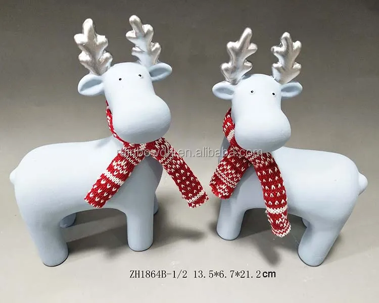 White Ceramic Reindeer Figurine Ornament For Christmas Decor Buy Reindeer Christmas Decor