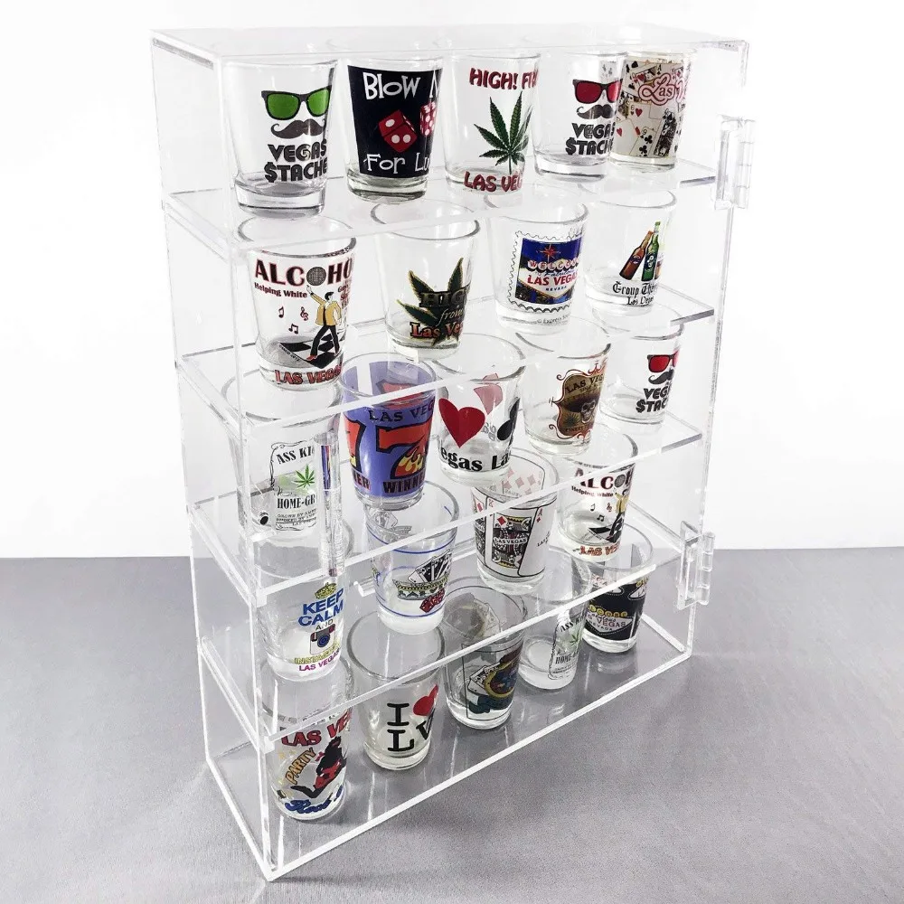 Acrylic Display Rack Case Organizer Storage Box Case Shot Glass Display