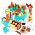 75pcs DIY Cutting Birthday Cake Children Kids Baby Early Educational Classic Toy Pretend Play Kitchen Food