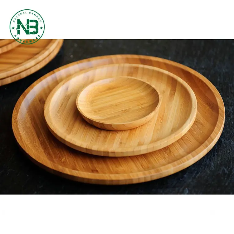 Round Shaped Bamboo Plates 3 Pieces A Set,Ecofriendly Serving Platters
