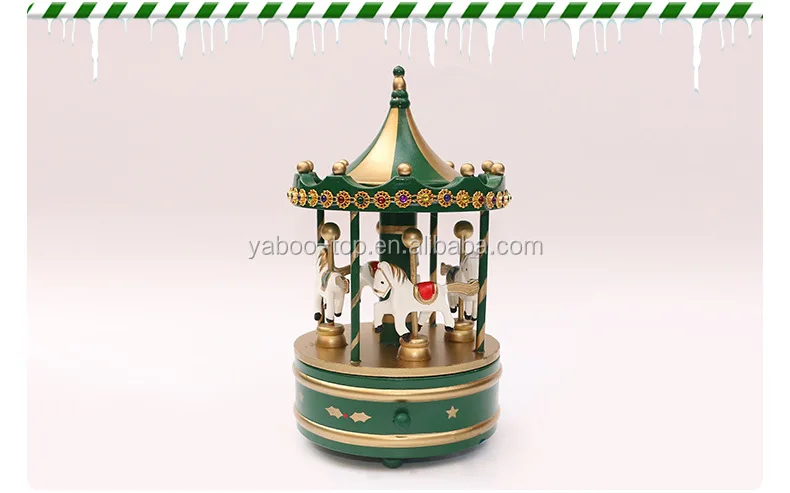 FTVOGUE Navidad de Madera Merry-Go-Round Caballo decoración Vintage Mini Colgante carrusel Caballo Colgante para cumpleaños Navidad 