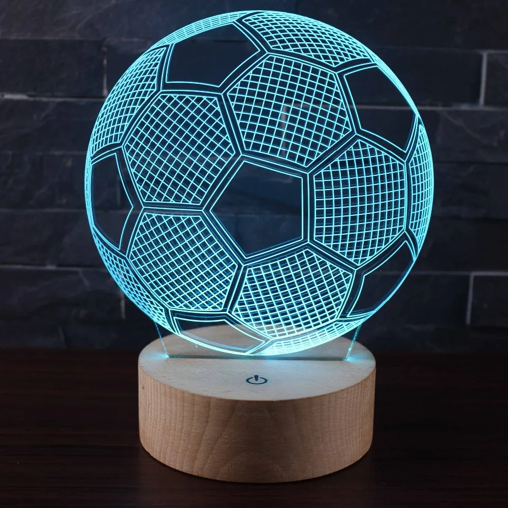 Color Changing 3d Lamp Custom Led Football Table Lamp Wooden Mood Night ...