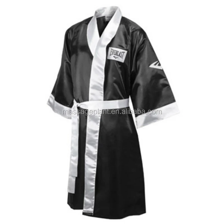 Personalized Silk Black Boxing Robe With Hood Buy Boxing Robe With Hood,Silk Boxing Robe,Black