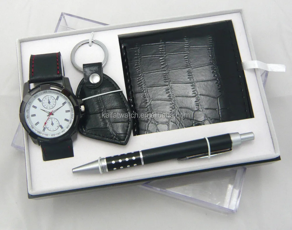 Wholesale Luxury Men's Watch Set Gift With Wallet Pen Keyring Buy Men