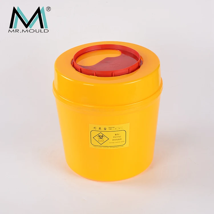 Red Lid Yellow Round Sharp Container Fda Approved Medical Waste Box