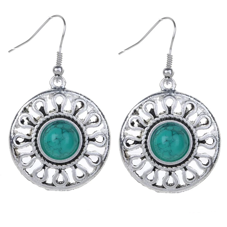 Dubai Latest Design White Gold Turquoise Earrings For Woman Dubai Latest Design White Gold Turquoise Earrings For Woman Earring Product On