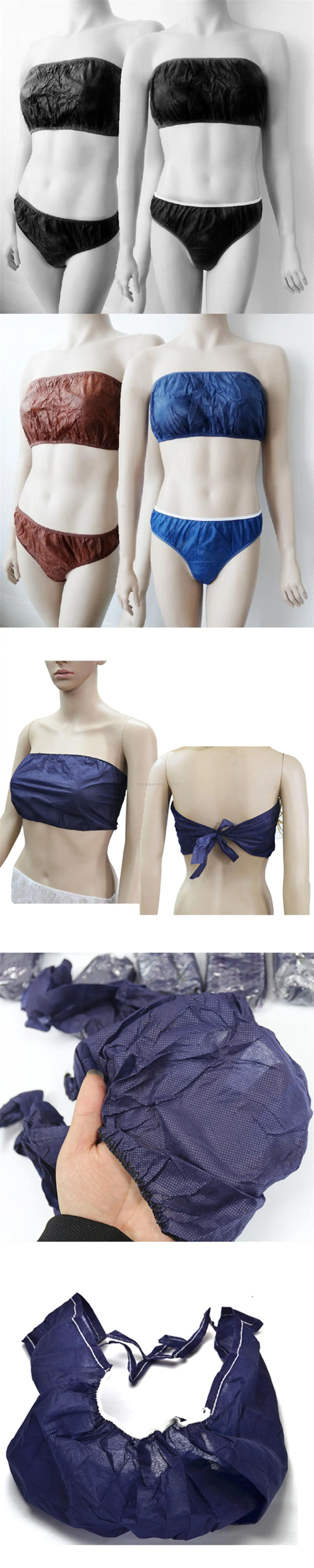 Women's Disposable Spa Black Blue Top Underwear Brassieres For Spray