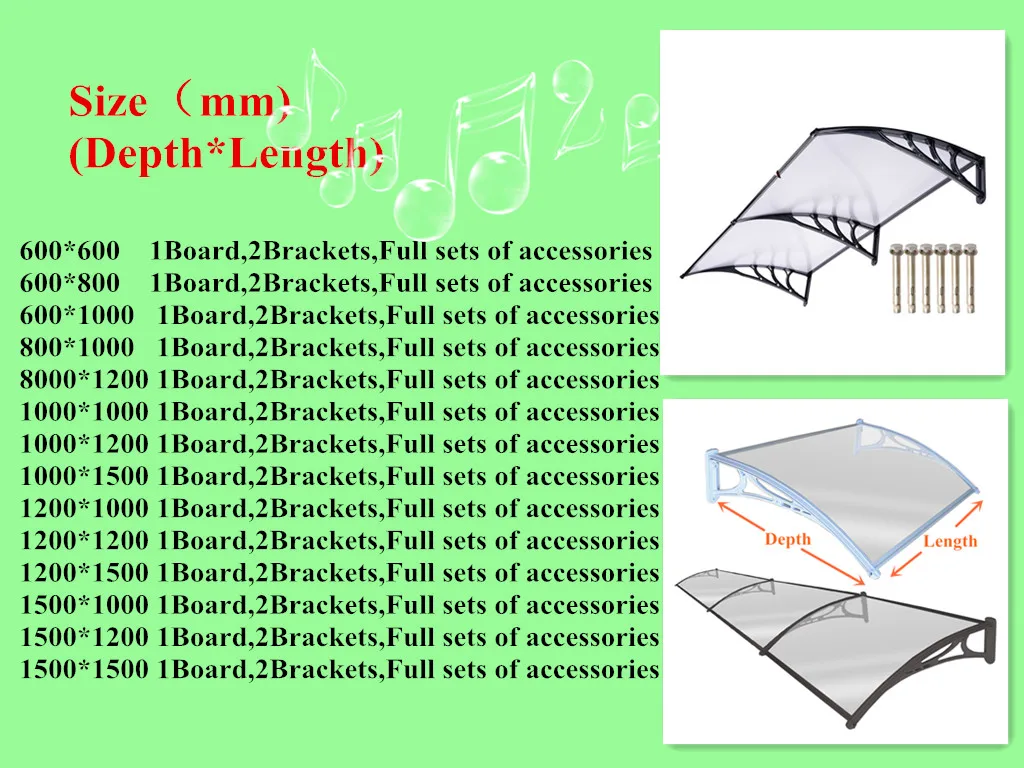 Front Back Door Waterproof Canopy Awning Porch Shade Shelter Patio Rain