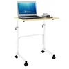 Adjustable wooden moving computer table laptop table sliding sofa side table pc desk with wheels
