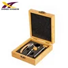 Sell well new type 4pcs corkscrew wine opener gift set with bamboo case